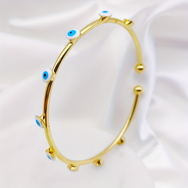 Evil Eye Open Bangle Copper Adjustable Cuff Bracelet